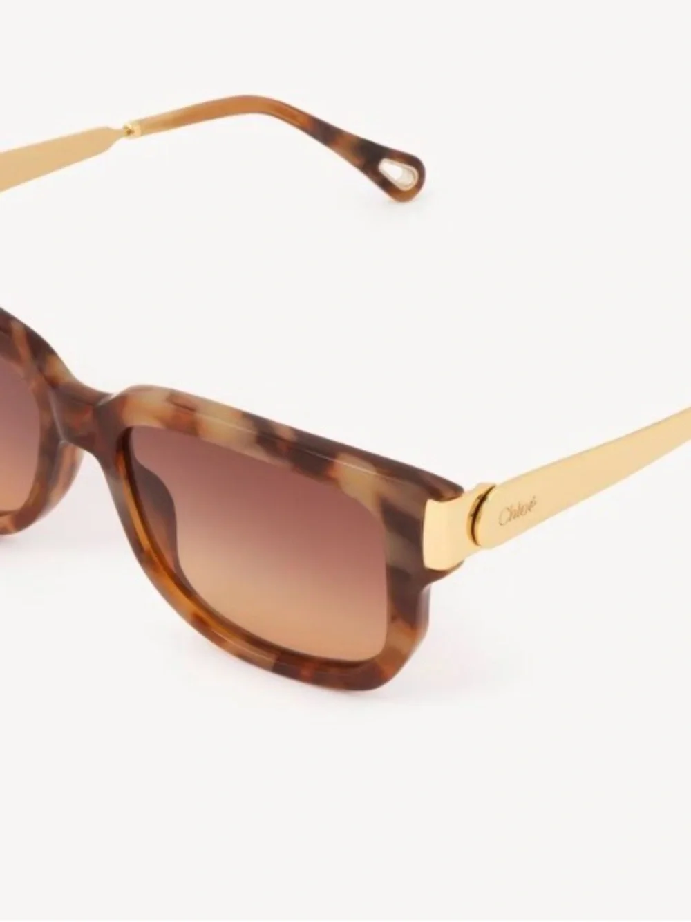 Chloé Holly Brown Tortoiseshell Sunglasses with Gold Temples